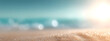 © Alexey - Abstract blurry banner background. Blue and sand colors. Blurred beach and blue sky with bright bokeh