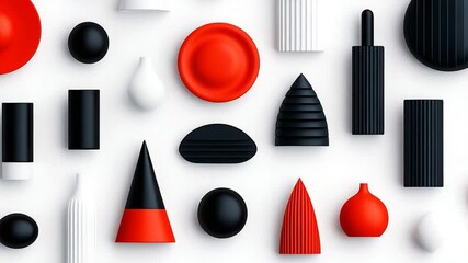 Fototapete - Abstract Composition of Geometric Shapes in Bold Colors and Varied Textures on a Bright Background