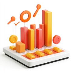 Poster - Colorful 3d bar graph representation of data analysis.