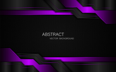 Aufkleber - Abstract black and purple polygons on dark steel mesh background. with free space for design. modern technology innovation concept background	