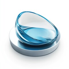 Poster - Translucent blue liquid form rests on a metallic pedestal.