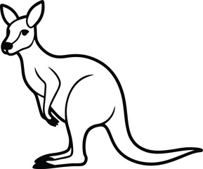 Poster - Simple Black And White Kangaroo Outline Vector Illustration Design Graphics