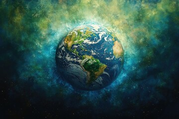 a realistic illustration of planet earth floating in space