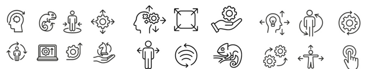Fototapete - Collection of engaging icons representing creativity, innovation, and human interaction in a modern digital environment