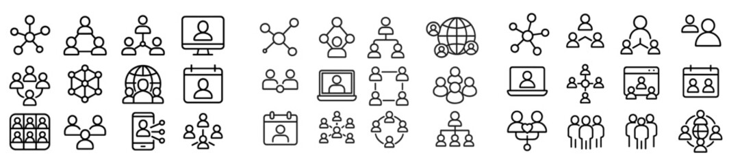 Poster - Collection of minimalist icons representing social connections and digital networking concepts