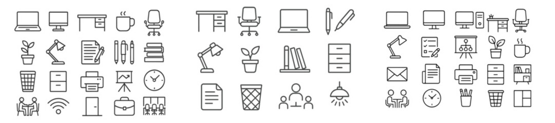Aufkleber - Modern office workspace featuring various essential items for productivity and organization