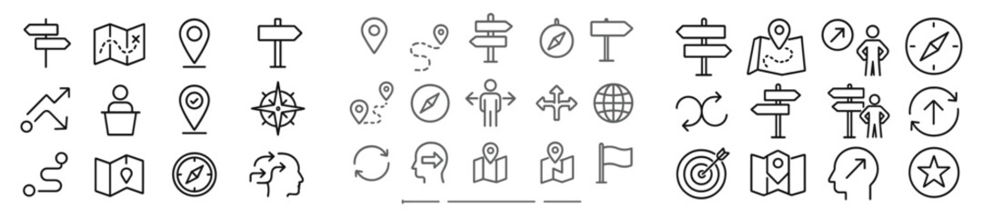 Leinwandbilder - Collection of simple navigation and location icons for map and travel applications in a clean layout