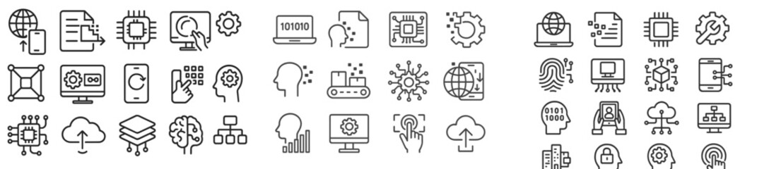 Leinwandbilder - Graphic collection showcasing technology and innovation concepts including computing, data analysis, and cloud computing