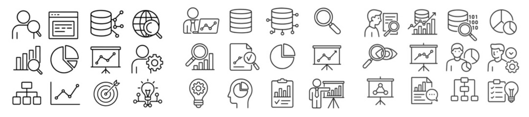 Fototapete - Diverse collection of data analysis icons and illustrations for digital presentations and reports