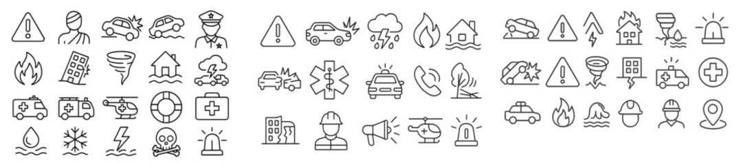 Poster - Icons depicting various emergency situations and responses relevant to public safety and disaster management