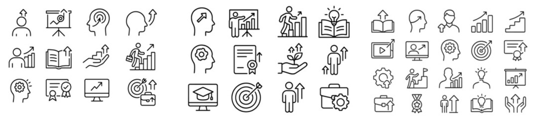 Aufkleber - Variety of icons representing growth, learning, and productivity in professional development settings