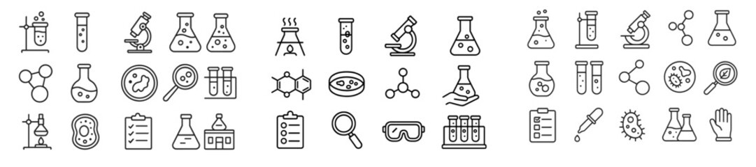 Poster - Collection of laboratory icons featuring various equipment and scientific symbols for educational use