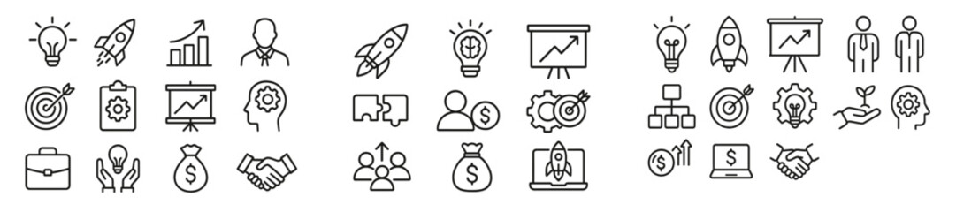 Fototapete - Business icons representing growth, teamwork, and finance in a minimalist design suitable for presentations and branding