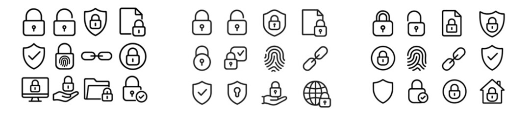 Leinwandbilder - Collection of lock and security icons for digital and physical protection concepts in a minimalist design