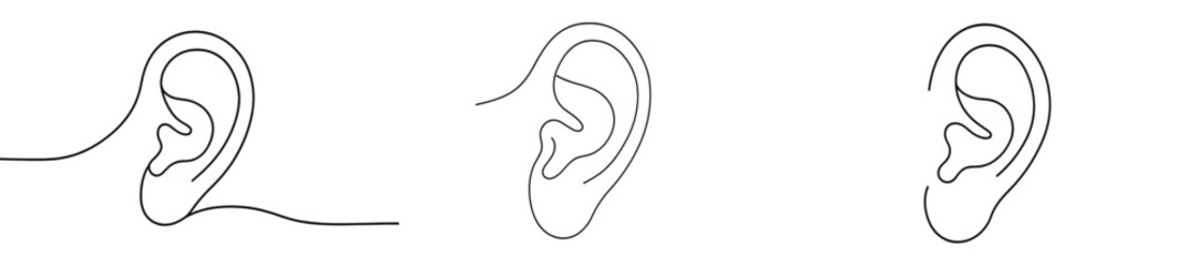 Fototapete - Outline drawings of ear shapes showcasing different perspectives captured in a minimalist style
