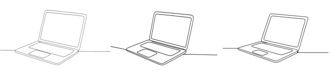 Poster - Laptops on a table showcasing modern design and technology in a minimalist workspace