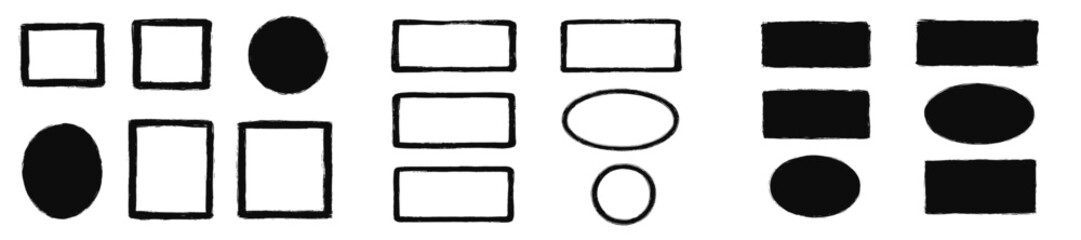 Poster - Shapes and outlines crafted with black ink showcasing creativity in abstract art composition