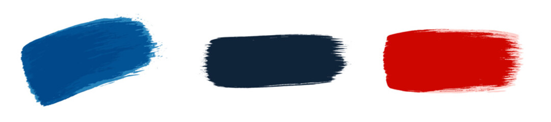 Poster - Color swatches of blue, navy, and red paint on a white background for artistic inspiration and design projects