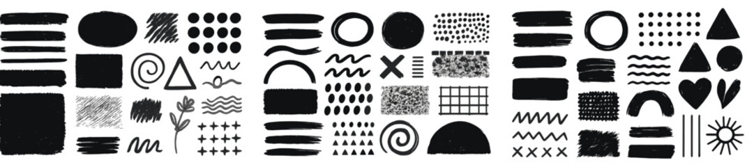 Poster - Artistic black and white abstract designs featuring various shapes and patterns suitable for creative projects or design inspiration