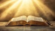 © BABEKU - Divine Inspiration: An Open Bible Illuminated by Golden Rays