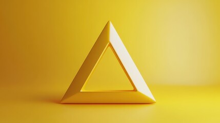 Poster - minimalist background with embossed 3d shape. yellow gradient surface with extruded triangle. 3d ren