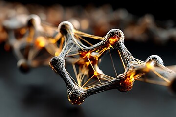 Poster - Complex interconnected network structure with glowing elements, innovative design
