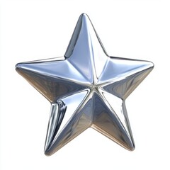 Poster - Gleaming chrome star a symbol of excellence achievement and holiday celebration against a clean white backdrop showcasing its metallic texture and five pointed design