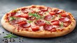 © Gulnaz - A pepperoni pizza with tomatoes and basil on top