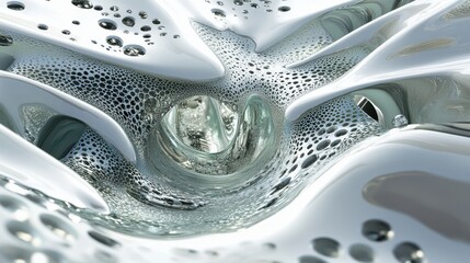  - a 3d search engine with data streams flowing into a central point, symbolizing information gathering