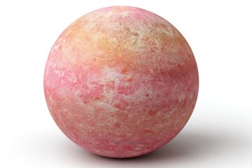 Poster - Textured Sphere with Pink and Orange Hues on a Clean White Background Emphasizing Depth and Surface Detail for Abstract Design and Creative Projects
