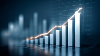 Poster - Stylized bar chart showing upward trend, indicating economic growth