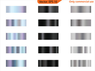 Wall Mural - Set of metal labels with ribbons. Set of Silver foil texture background. Realistic silver, gradient mesh. High resolution	