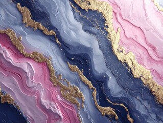 Poster - Elegant marble texture with gold accents in pink blue and gray tones for luxurious backgrounds and artistic designs with a modern aesthetic and smooth surface
