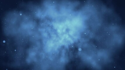 Wall Mural - blue space cloud flight background 4k loop features a view flying into a blue space cloud atmosphere