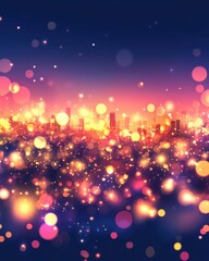 Poster - Abstract cityscape with vibrant bokeh lights creating a magical and dreamy atmosphere perfect for festive backgrounds and digital art with a warm glow and modern style