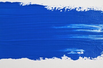 Poster - Vivid cobalt paint stroke on textured white paper captures artistic expression and creative texture with a bold and modern aesthetic for graphic design