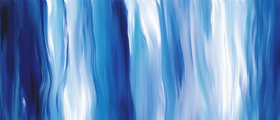 Poster - Serene abstract painting featuring flowing brushstrokes in shades of blue and white creating a calming visual texture evoking a sense of peace and tranquility in a modern style
