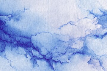 Poster - Serene watercolor wash in shades of blue creating a calming and dreamy abstract background on textured paper capturing artistic expression and fluid design
