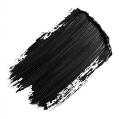Poster - Abstract black paint stroke on white background showcasing texture and depth for creative projects and cosmetic design elements in minimalist style