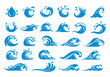 © abdelaziz@771 - Vector blue water wave set ocean sea surf liquid nature abstract splash graphic design illustration icon 100