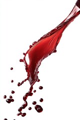Poster - Dynamic crimson liquid cascade creating abstract forms against a pristine white backdrop highlighting fluidity and motion in a studio shot with dramatic lighting