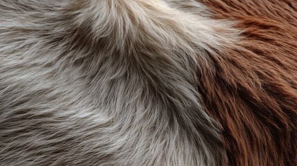 Poster - Close up of soft and fluffy animal fur in white and brown tones with detailed texture and beautiful light creating a natural and organic pattern great for abstract background