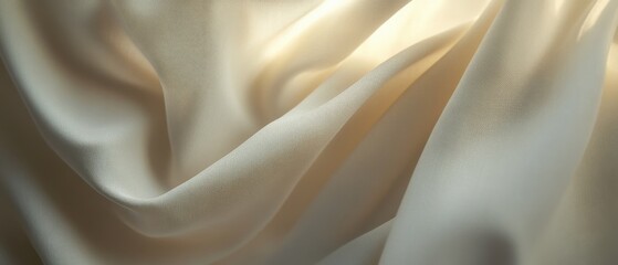 Poster - Elegant ivory fabric with soft folds and delicate texture creating a luxurious and soothing visual experience ideal for design projects and backgrounds