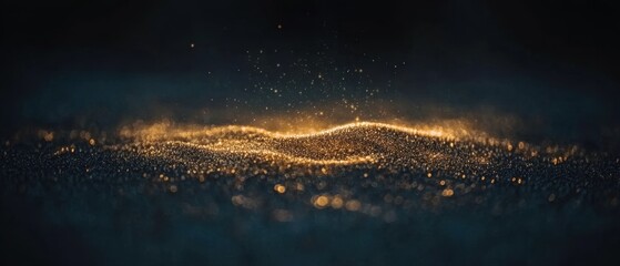 Poster - Abstract golden glitter dust background with bokeh effect creating a magical and dreamy atmosphere ideal for festive designs and elegant presentations
