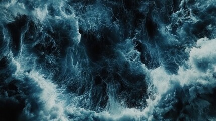 Poster - Aerial View Capturing the Raw Power and Beauty of Ocean Waves Crashing in a Dramatic Display of Nature's Force Creating a Dynamic and Energetic Seascape