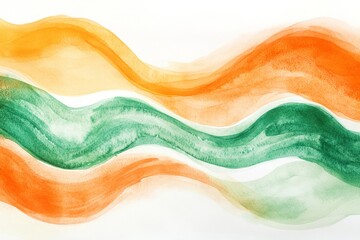 Poster - Abstract Watercolor Wave Design - Wavy abstract painting in shades of orange and green. Perfect for backgrounds or design elements