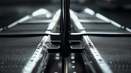 Aufkleber - A close-up view of a moving conveyor belt with products being transported