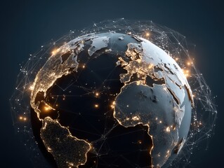 Poster - Global Connectivity Network Illuminating Earth Continents in Digital Age with Sophisticated Communication Infrastructure and Advanced Technology in a Dark Environment