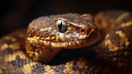 Aufkleber - A close-up view of a snake's head on a black background