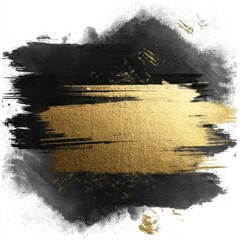 Poster - Abstract black and gold brush stroke design on white backdrop, elegant modern art with dynamic texture, luxurious aesthetic, artistic splash, studio shot, minimal style